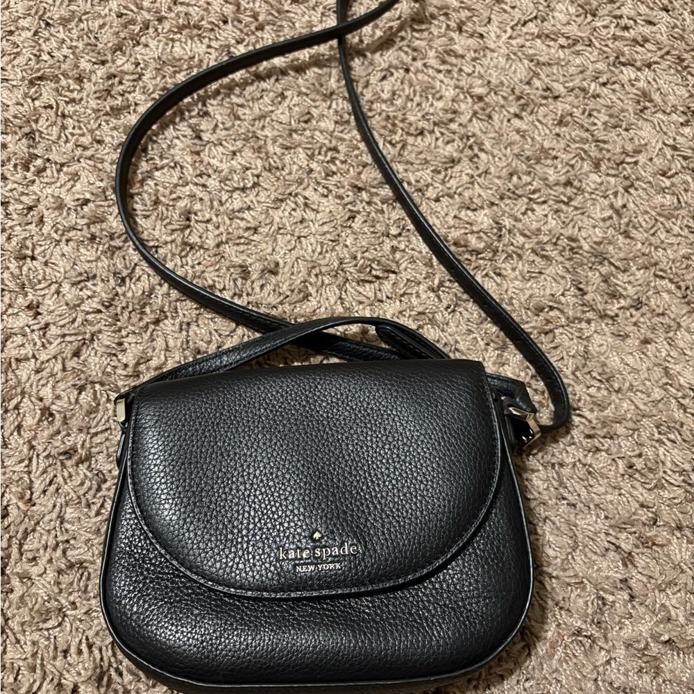 Kate Spade Black Mini Bag with Adjustable Strap and Flap Closure